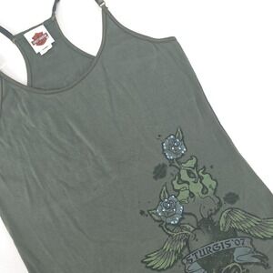 HARLEY-DAVIDSON Sturgis 2007 Tank Top Women XL Green Graphic USA Made Biker Tour